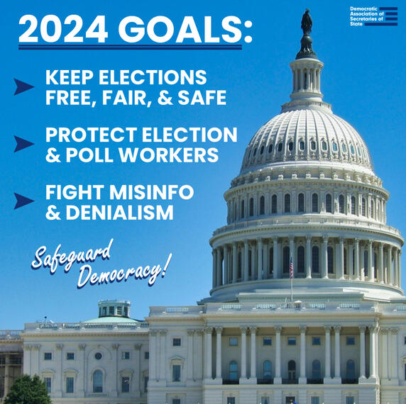 A graphic listing DASS' organization/campaign goals for 2024.